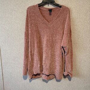 Cozy V-Neck Sweater‎ in Rose